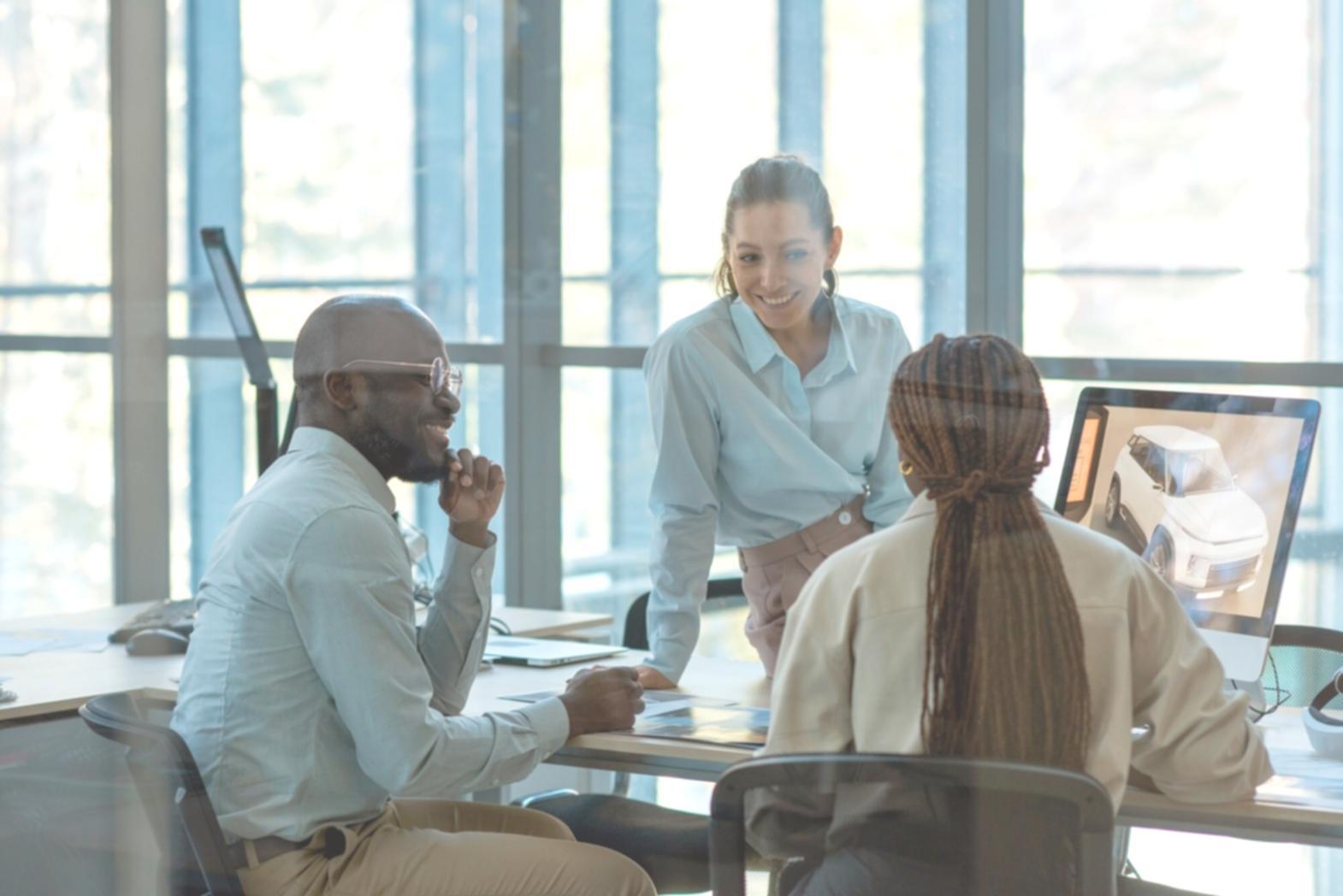 Parent and child discussing savings goals with piggy bank